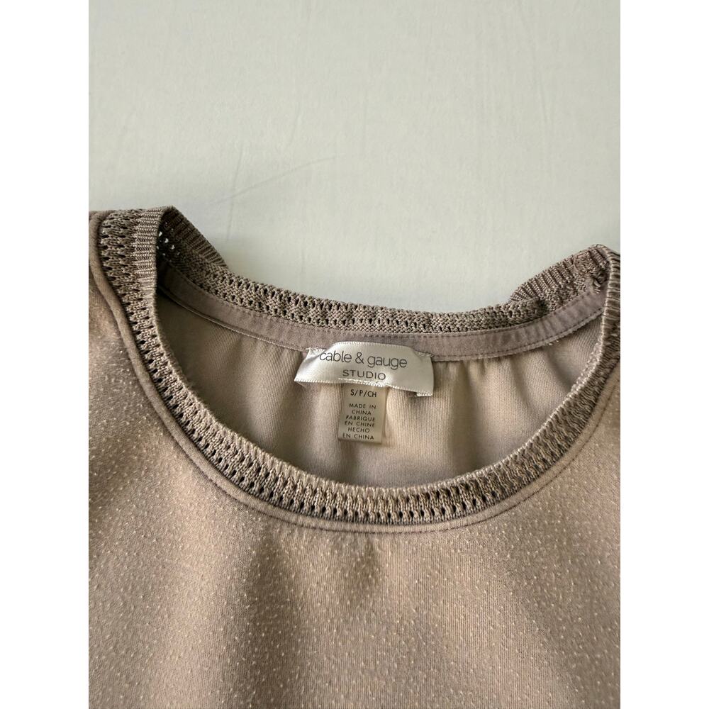 Cable & Gauge Studio 2 Piece Lounge Set S Cropped Top Wide Leg Pants Taupe sz S - Picture 4 of 6